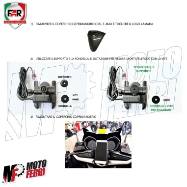 MF1965 Supporto Porta Smartphone FAR USB per TMax 530 560 dal 2012 al 2021