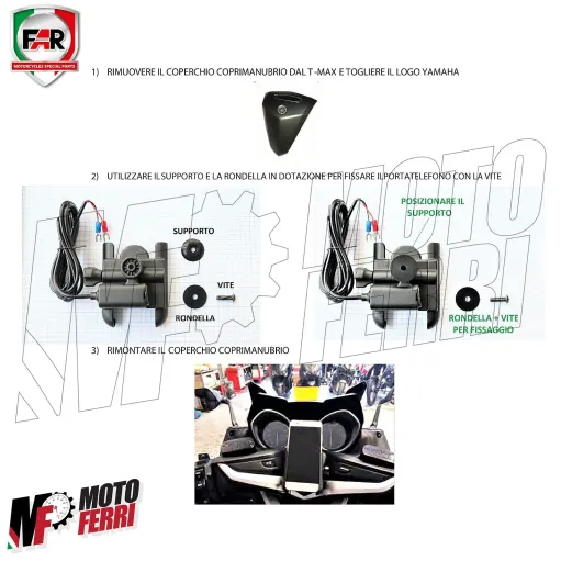 MF1965 Supporto Porta Smartphone FAR USB per TMax 530 560 dal 2012 al 2021