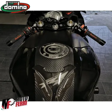 MF4159 Manopole Domino Strada Nero / Rosso Universale Moto Ducati Honda MV BMW