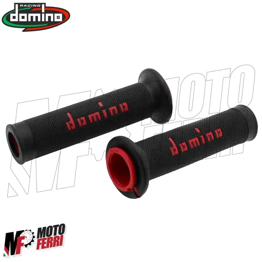 MF4159 Manopole Domino Strada Nero / Rosso Universale Moto Ducati Honda MV BMW
