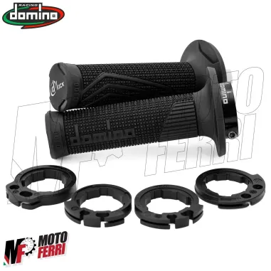 MF4161 Manopole + Ghiere Domino D100 Nero Kawasaki KX 250F 450F KLX 150 250 300