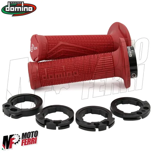MF4162 - Manopole + Ghiere Domino D100 Rosso Husqvarna 250 350 450 501 FC FE FS