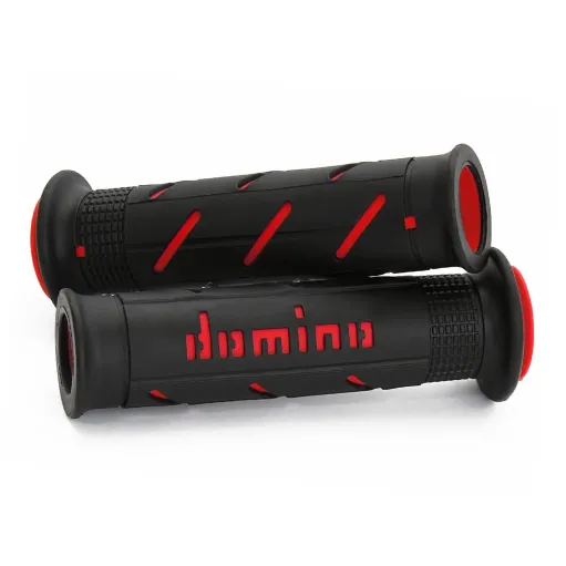 MF4212 Manopole Domino A250 Nero / Rosso Universale Moto MV Honda Ducati Yamaha