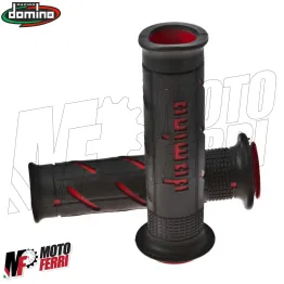 MF4212 Manopole Domino A250 Nero / Rosso Universale Moto MV Honda Ducati Yamaha 2