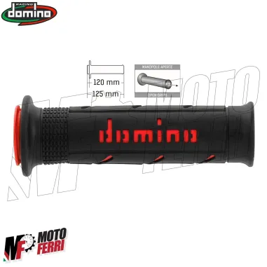 MF4212 Manopole Domino A250 Nero / Rosso Universale Moto MV Honda Ducati Yamaha