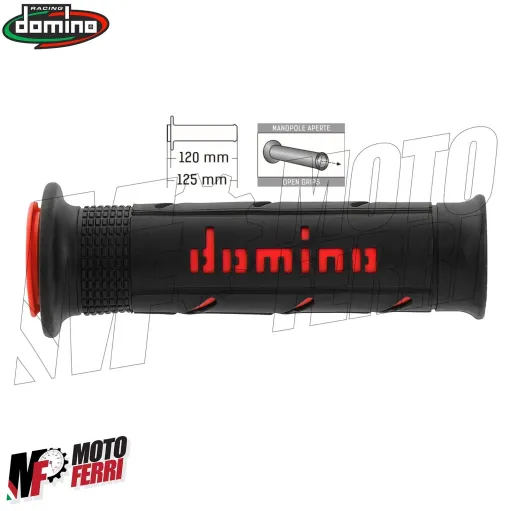 MF4212 Manopole Domino A250 Nero / Rosso Universale Moto MV Honda Ducati Yamaha