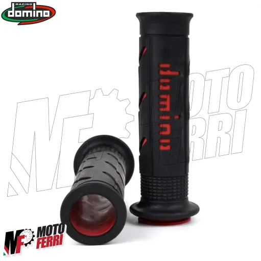 MF4212 Manopole Domino A250 Nero / Rosso Universale Moto MV Honda Ducati Yamaha