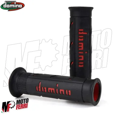 MF4212 Manopole Domino A250 Nero / Rosso Universale Moto MV Honda Ducati Yamaha