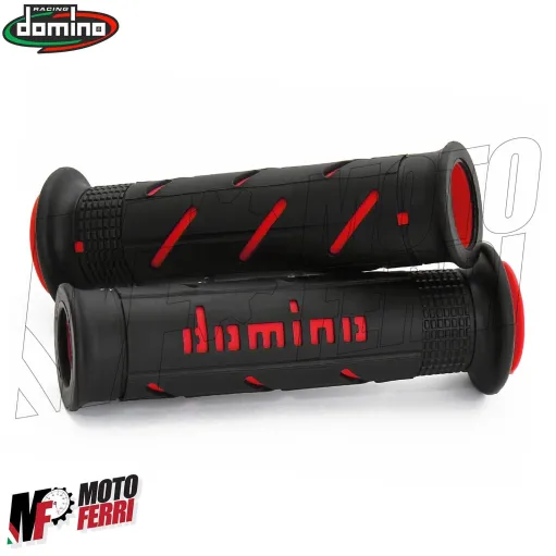 MF4212 Manopole Domino A250 Nero / Rosso Universale Moto MV Honda Ducati Yamaha