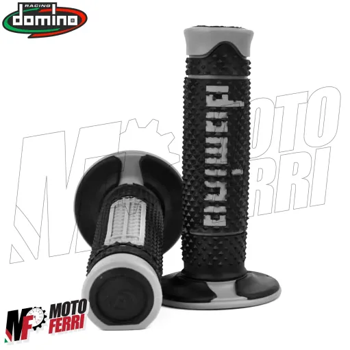 MF4218 - Manopole Domino Racing Nero / Grigio Soft Grips Moto Cross Universali