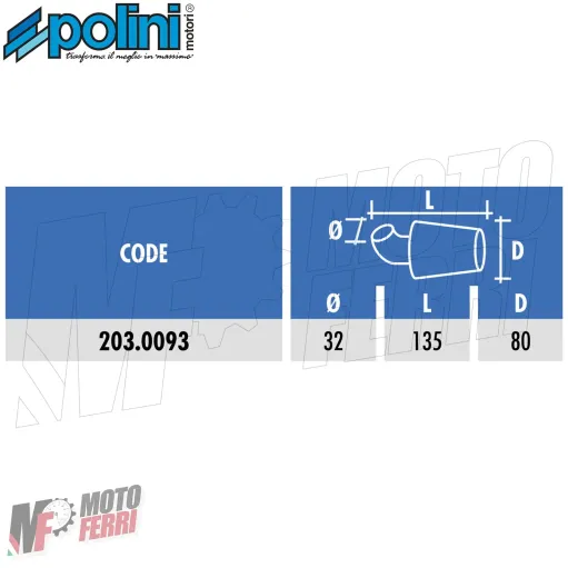 MF4229 Filtro Aria Polini D.32 Inclinato 90° PHBG 15 16 17 17,5 18 19 19,5 20 21