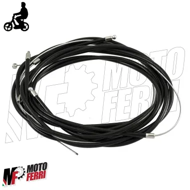 KIT CAVI CORDE ASSEMBLATI FILI FRENO GAS GUAINA NERA PER PIAGGIO 50 CIAO PX
