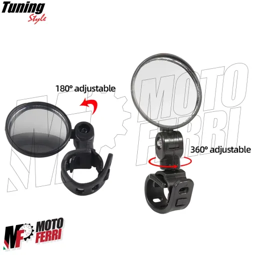 MF4251 Specchietto Manubrio Universale Bici MTB Monopattino Pieghevole Dm 80mm