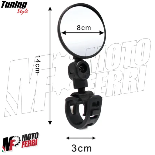 MF4251 Specchietto Manubrio Universale Bici MTB Monopattino Pieghevole Dm 80mm