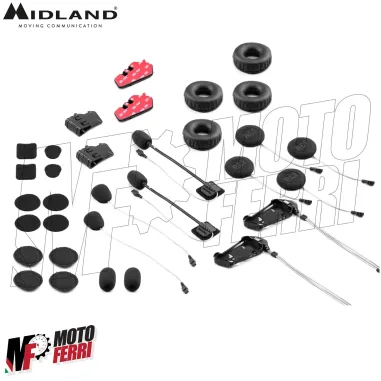 MF4050 Kit 2 Interfono Midland BT Rush Mesh & Bluetooth Moto Scooter 2 Caschi