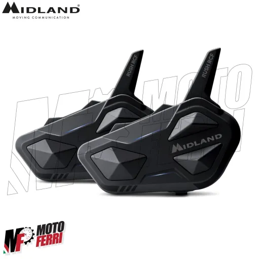 MF4050 Kit 2 Interfono Midland BT Rush Mesh & Bluetooth Moto Scooter 2 Caschi