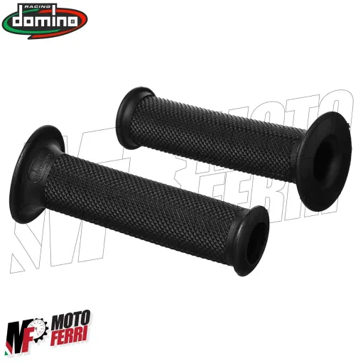 MF2595 Manopole Domino Dakar Nero Soft Grips Forate Universali Moto Scooter