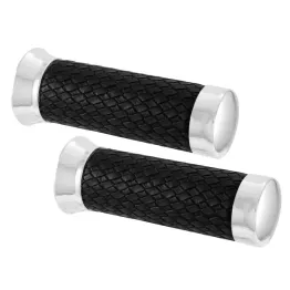 Coppia Manopole Manicotti Manubrio Moto Custom style nero / cromato rivestite