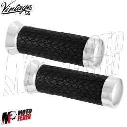 Coppia Manopole Manicotti Manubrio Moto Custom style nero / cromato rivestite 2