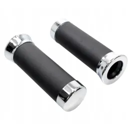 Coppia Manopole Manicotti Manubrio Moto Custom style nero / cromato chiuse
