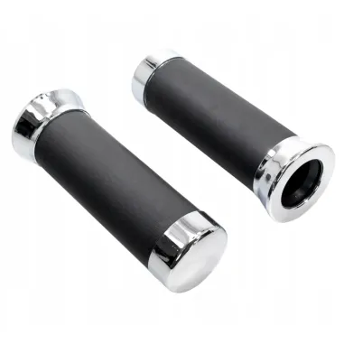 Coppia Manopole Manicotti Manubrio Moto Custom style nero / cromato chiuse
