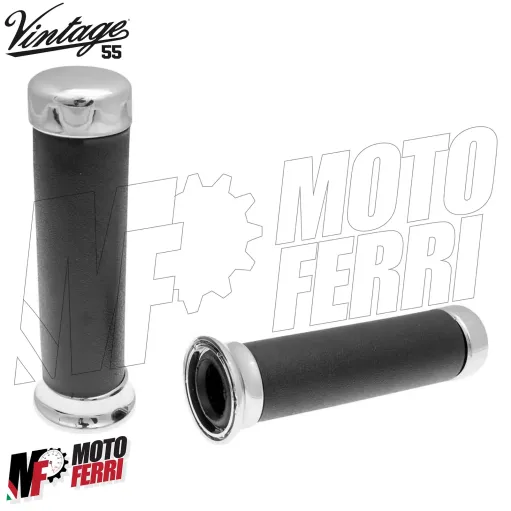 Coppia Manopole Manicotti Manubrio Moto Custom style nero / cromato chiuse