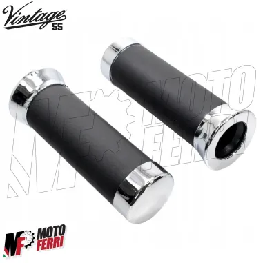 Coppia Manopole Manicotti Manubrio Moto Custom style nero / cromato chiuse