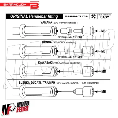 MF4374 Stabilizzatori Manubrio Barracuda Antivibranti Blu Universale per Moto