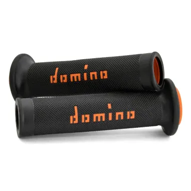MF4447 Manopole Domino Strada Nero Arancione Universale Moto Honda KTM Kawasaki