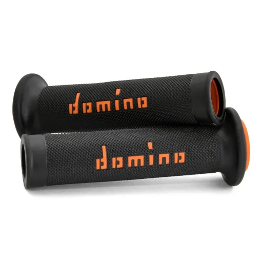 MF4447 Manopole Domino Strada Nero Arancione Universale Moto Honda KTM Kawasaki