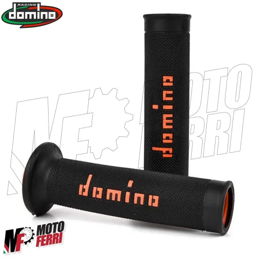 MF4447 Manopole Domino Strada Nero Arancione Universale Moto Honda KTM Kawasaki