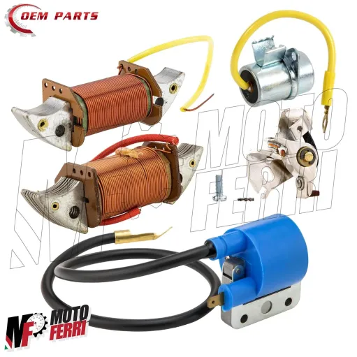 Condensatore + Bobina Esterna Luce Alimentazione + Punte Puntine Piaggio Si Ciao