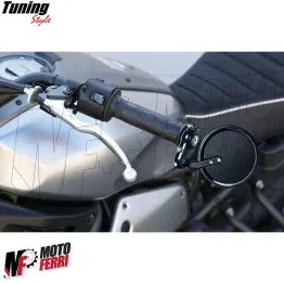 MF3249 Specchietti Moto Manubrio BarEnd Retrovisori Cafe Racer Regolabili Neri 2