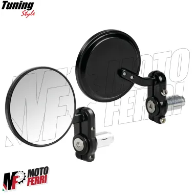 MF3249 Specchietti Moto Manubrio BarEnd Retrovisori Cafe Racer Regolabili Neri
