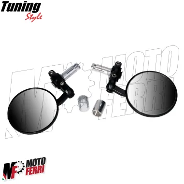 MF3249 Specchietti Moto Manubrio BarEnd Retrovisori Cafe Racer Regolabili Neri