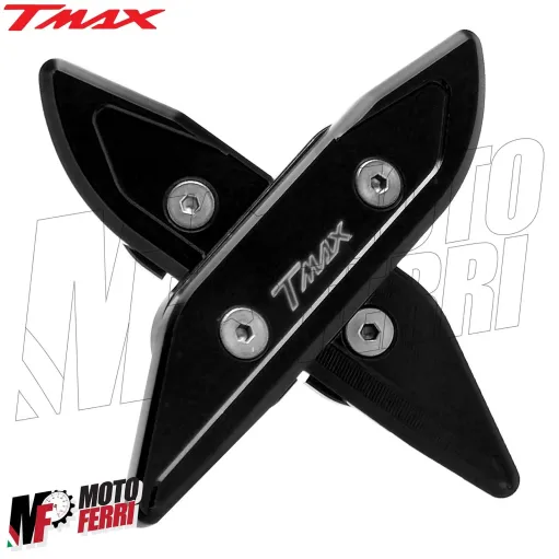 MF2589 Tappi Coperchi Specchietti Nero CNC Yamaha TMax 530 560 da 2012 a 2021