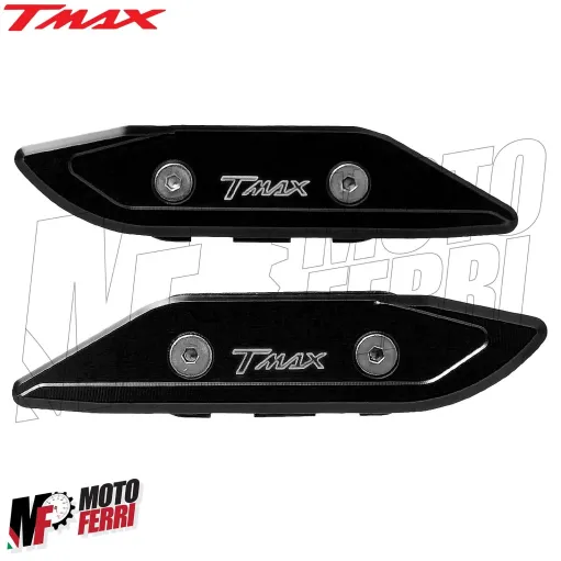 MF2589 Tappi Coperchi Specchietti Nero CNC Yamaha TMax 530 560 da 2012 a 2021