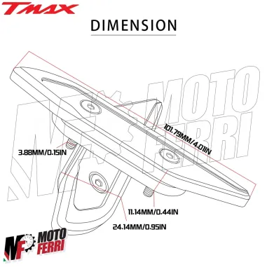 MF2589 Tappi Coperchi Specchietti Grigio CNC Yamaha TMax 530 560 dal 2012 a 2021