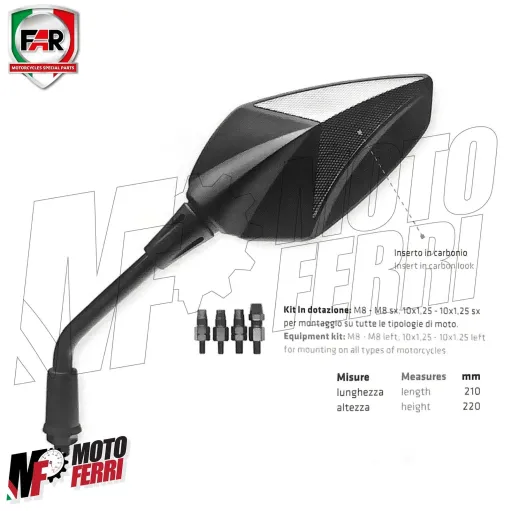 MF4500 Specchietti retrovisori FAR Nero / Carbon Look Omologati Universale Moto