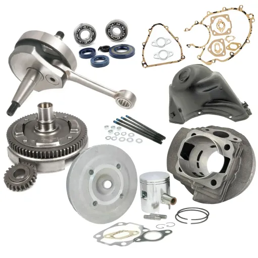 KIT MODIFICA CILINDRO 130 POLINI ALBERO MOTORE CAMPANA CUFFIA APE 50 VESPA 50