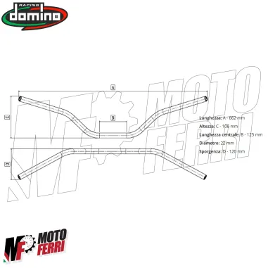 MF4507 Manubrio Alluminio Domino Rosso Piega Media 22mm Universale Moto Naked