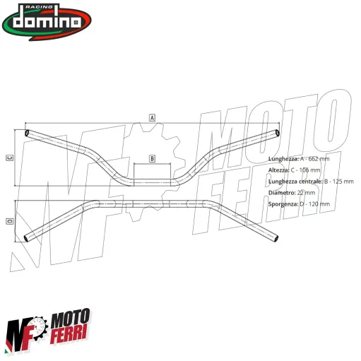 MF4507 Manubrio Alluminio Domino Rosso Piega Media 22mm Universale Moto Naked