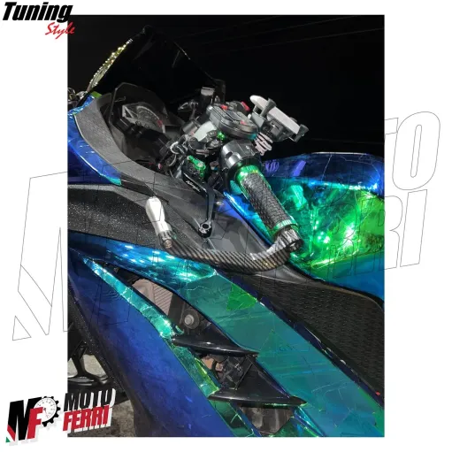 MF4531 Protezione Leva Freno Frizione Cromo Carbon Look Universale Moto Scooter