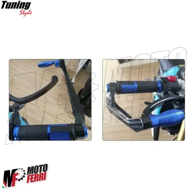 MF4533 - Protezione Leva Freno Frizione Blu Carbon Look Universale Moto Scooter