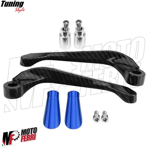 MF4533 - Protezione Leva Freno Frizione Blu Carbon Look Universale Moto Scooter
