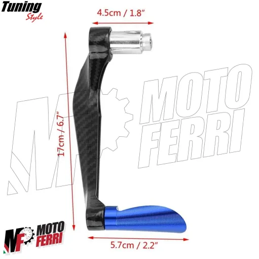 MF4533 - Protezione Leva Freno Frizione Blu Carbon Look Universale Moto Scooter