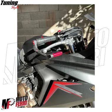 MF4531 Protezione Leva Freno Frizione Rosso Carbon Look Universale Moto Scooter