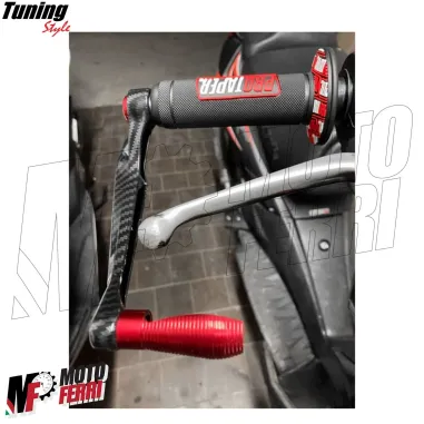 MF4531 Protezione Leva Freno Frizione Rosso Carbon Look Universale Moto Scooter