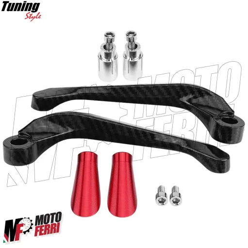 MF4531 Protezione Leva Freno Frizione Rosso Carbon Look Universale Moto Scooter