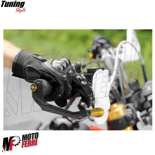 MF4534 Protezione Leva Freno Frizione Oro Carbon Look Universale Moto Scooter